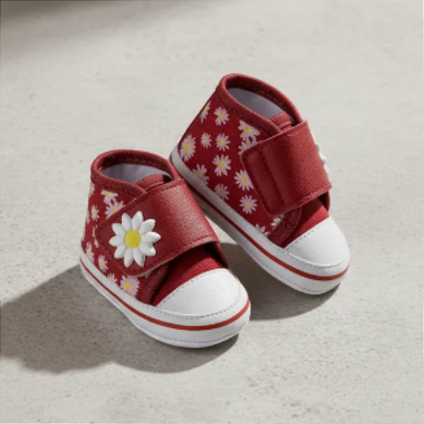 Tênis Bebê Feminino Lona Margaridas com Velcro KetoBaby 3376