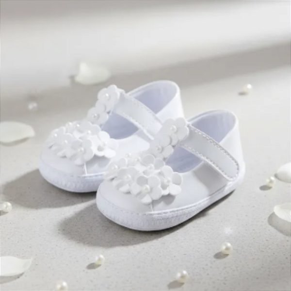 Sapatilha Bebê Feminina Verniz com Flores Keto Baby 1282