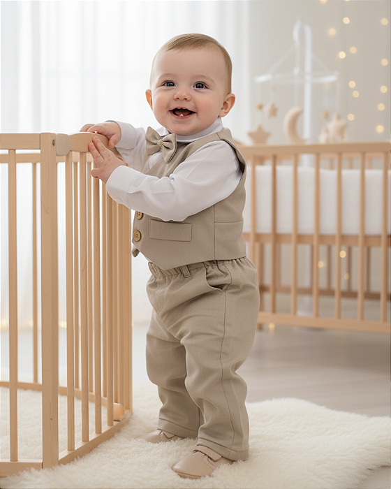 Conjunto Bebê Batizado: Calça, Colete, Camisa e gravata 2004