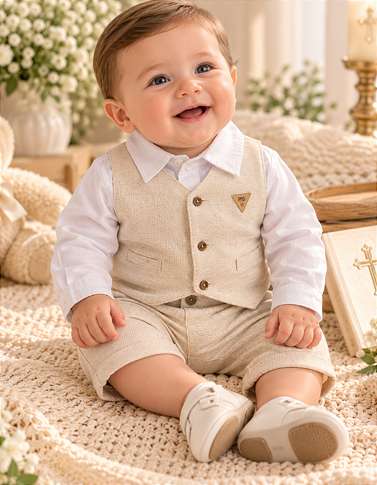Conjunto Bebê Masculino Batizado Paraíso 16982