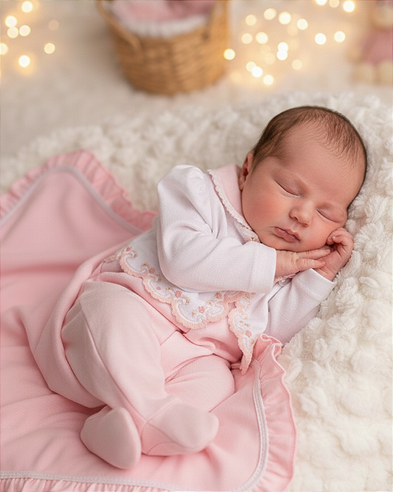 Saída Maternidade Bebê Feminina Macacão e Manta Paraiso 18604