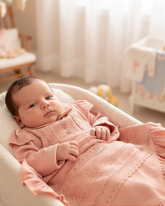 Saída Maternidade Bebê Feminina Macacão e Manta Paraiso 18605