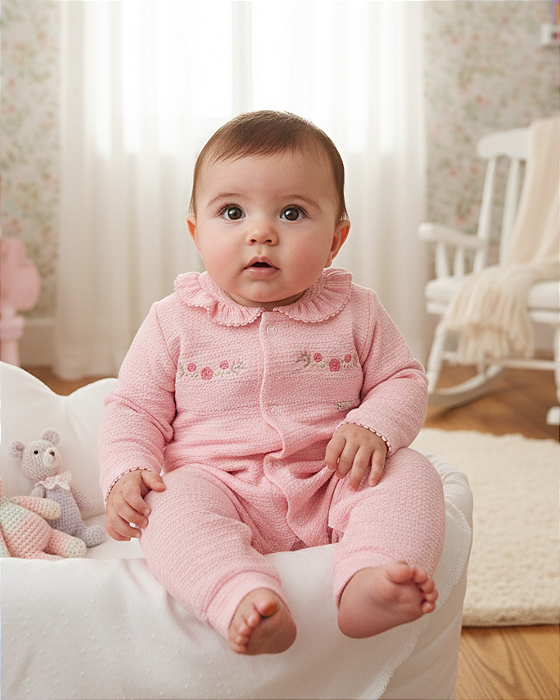 Macacão Bebê Feminino Longo Linha Presentes Paraíso 18570