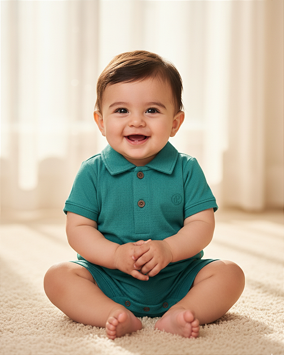 Macacão Curto Bebê Masculino Polo "Colors" Paraíso 18956