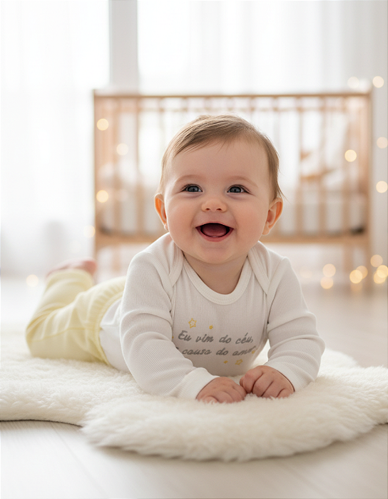 Conjunto Bebê Longo Body e Calça Letut Frases Bordadas 18212