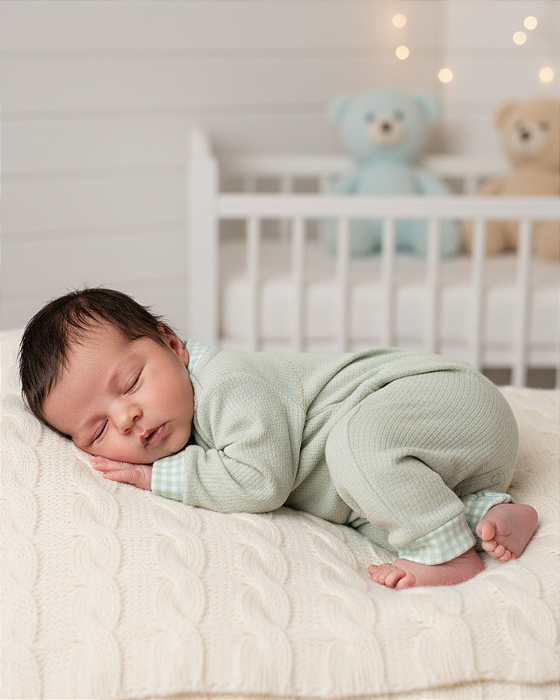 Macacão Bebê Masculino Longo malha trabalhada Letut 18151