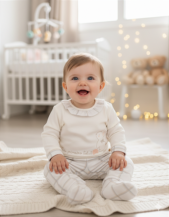 Conjunto Bebê Feminino Longo Blusa Calça Letut "Primeiro Letut" 18202