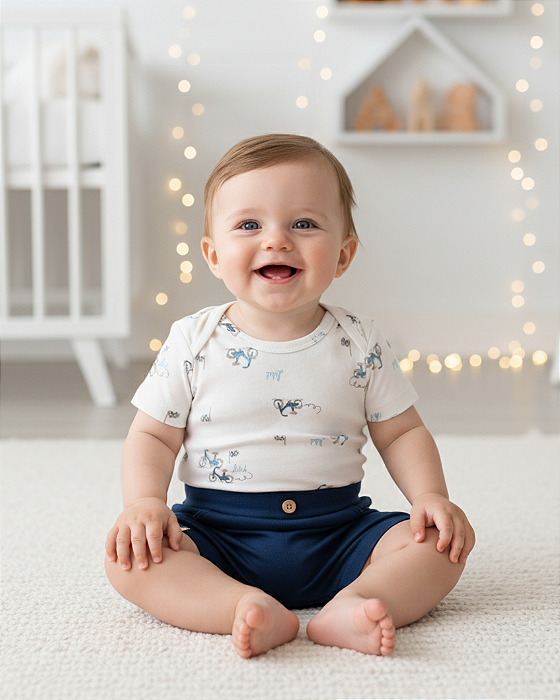 Conjunto Bebê Masculino Curto de Body e Shorts Letut 18221