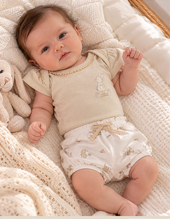 Conjunto Bebê Feminino Body e Shorts Letut 18232