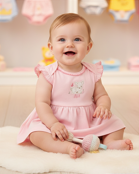 Macacão Bebê Feminino Curto com Babado e Shorts Letut 18254