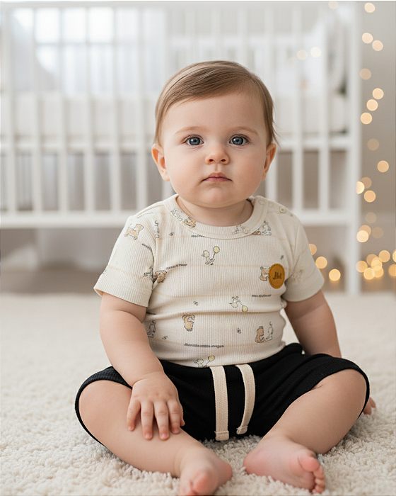 Conjunto Bebê Masculino Curto Camiseta e Shorts Letut 18301
