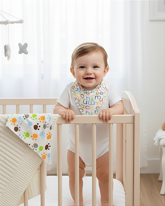 Babador Bandana Bebê 100% Algodão com Botão de Pressão 7589