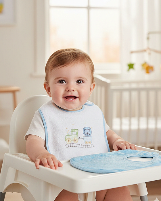 Babador Bebê Felpudo Plastificado com Botão 2un Papi 1154