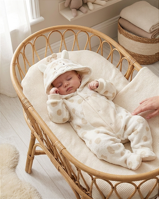 Macacão Bebê Unissex Pelinho com Capuz e Bordado Paraíso 19081