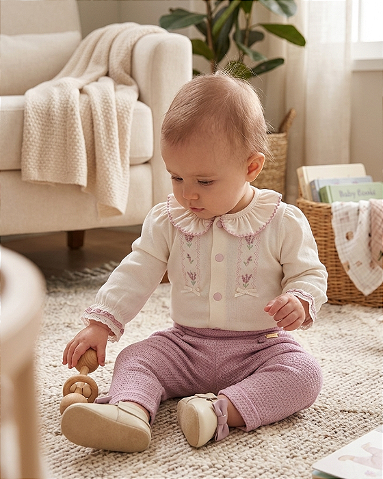 Conjunto Bebê Feminino Body Manga Longa Calça Paraíso 19122