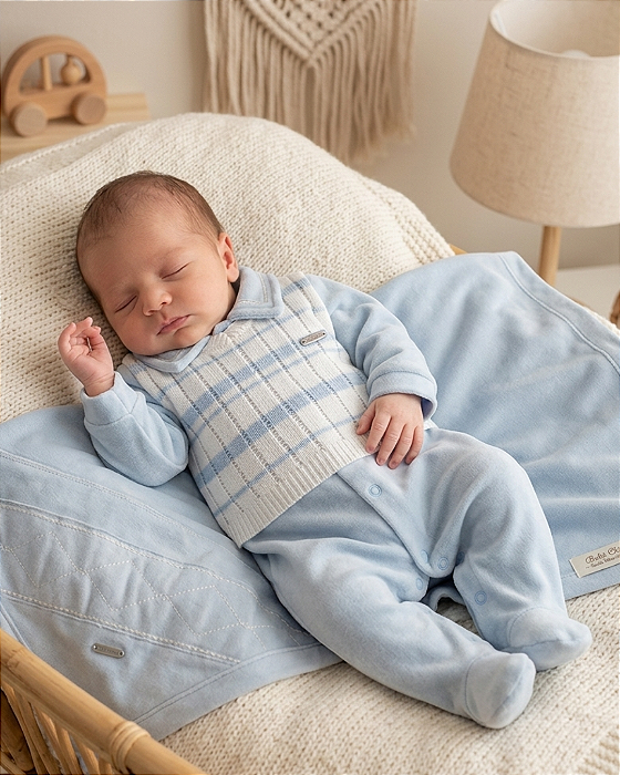 Saída Maternidade Macacão Plush Pala de Tricô Paraiso 19253