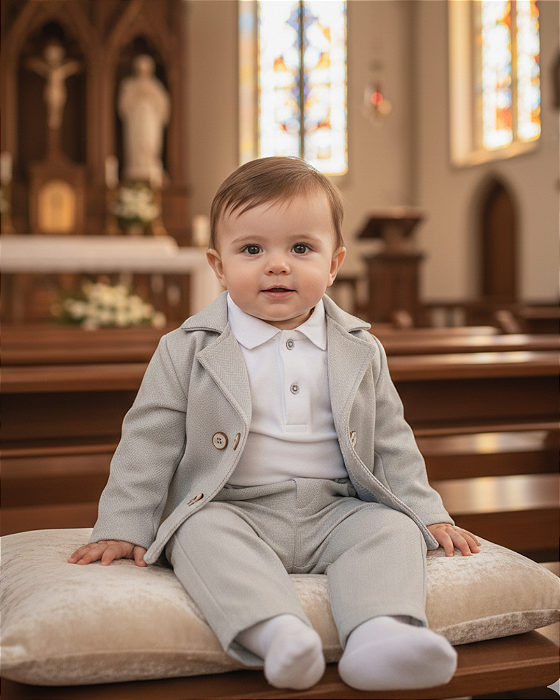 Conjunto Bebê Batizado Body, Calça Casaco Paraiso 19339 367