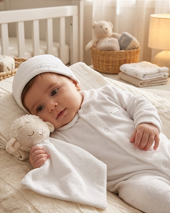 Kit Bebê Unissex Macacão Plush Touca e Naninha Paraíso 19303