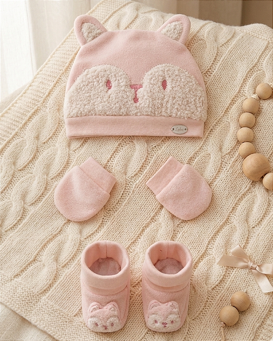 Kit Bebê Plush Touca Sapatinho e Luvas Raposinha Letut 19612
