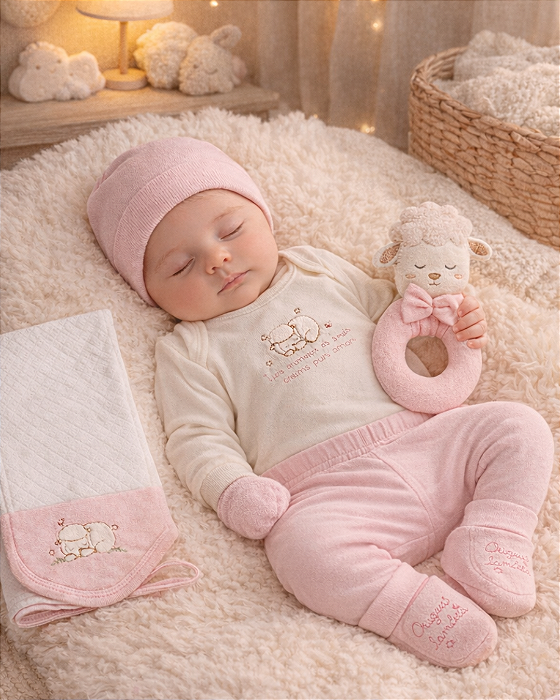 Kit Bebê Enxoval 7 Pç Malha Conforto Ovelhinha Letut 19618