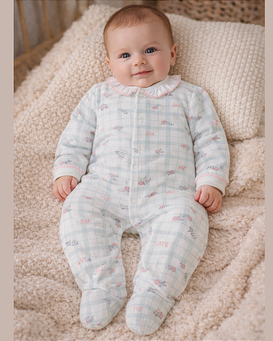 Macacão Bebê Plush Estampado com Babado na Gola Letut 19637