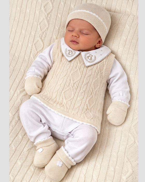 Saída de Maternidade Masculino Tricô 7pçs Bebê Tricô MM101