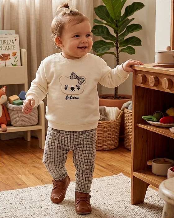Conjunto Bebê Blusa Moletom Calça Jacquard PullaBulla 55125