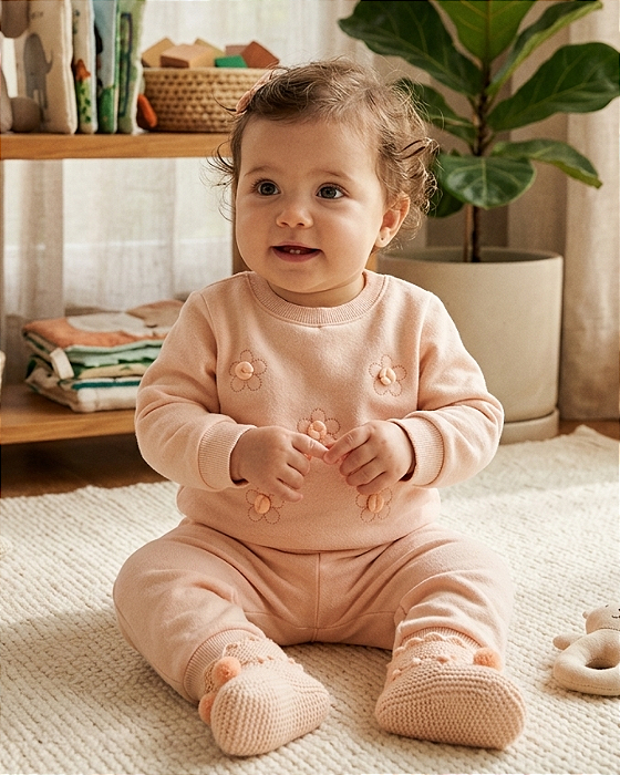 Conjunto Bebê Blusa Bordada e Calça Moletom PullaBulla 55131