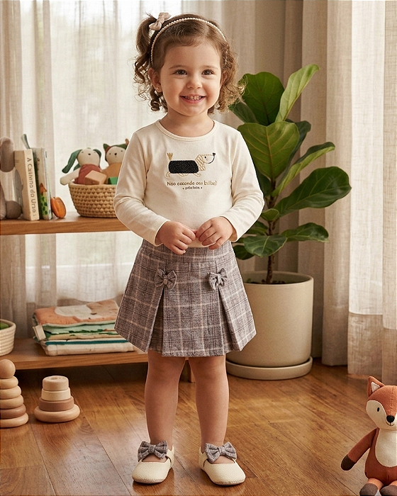 Conjunto Menina Blusa Cotton e Saia Short PullaBulla 55224