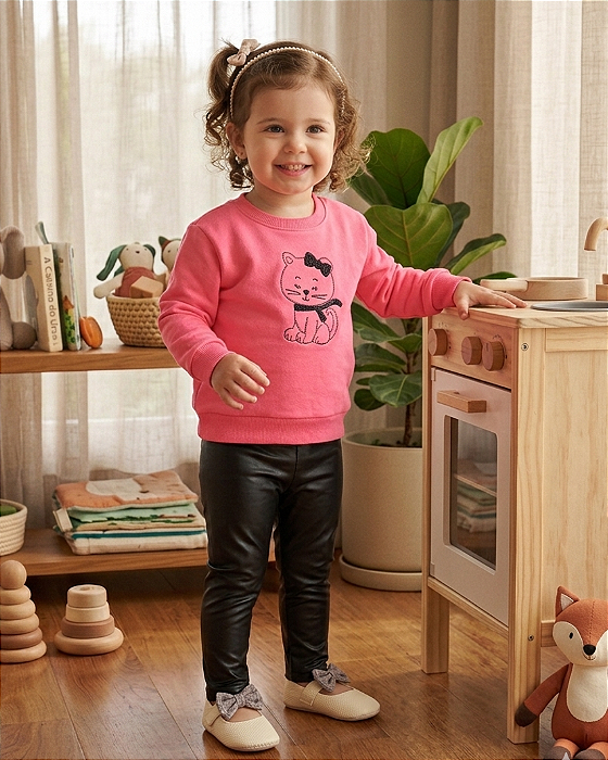 Conjunto Menina Blusão Moletom Calça Cirrê PullaBulla 55227