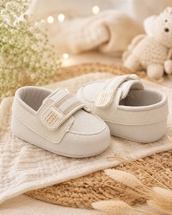 Sapato Bebê Masculino Batizado Fecho Velcro Pimpolho 110624