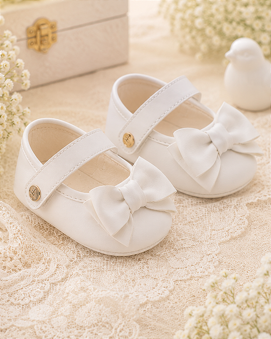 Sapatilha Bebê Batizado Boneca Pimpolho Branca 110527