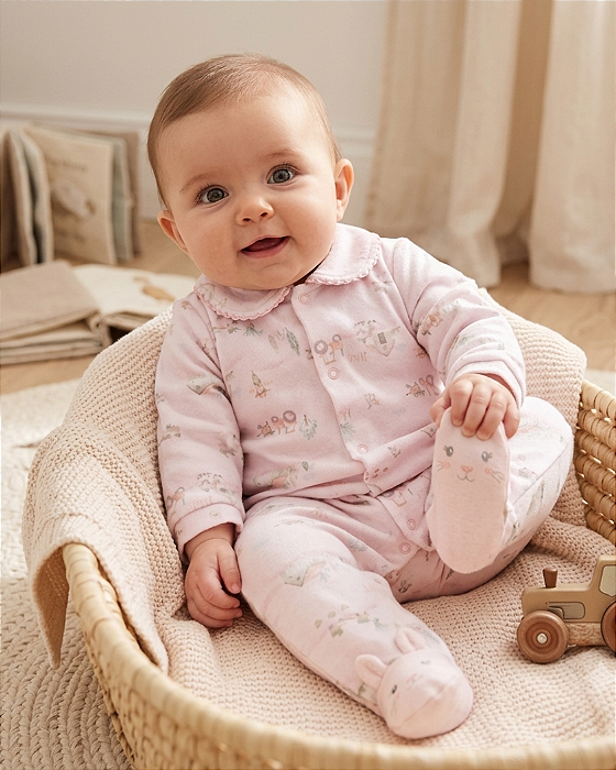 Macacão Bebê Feninino Plush Pezinho de Orelhinha Letut 19638