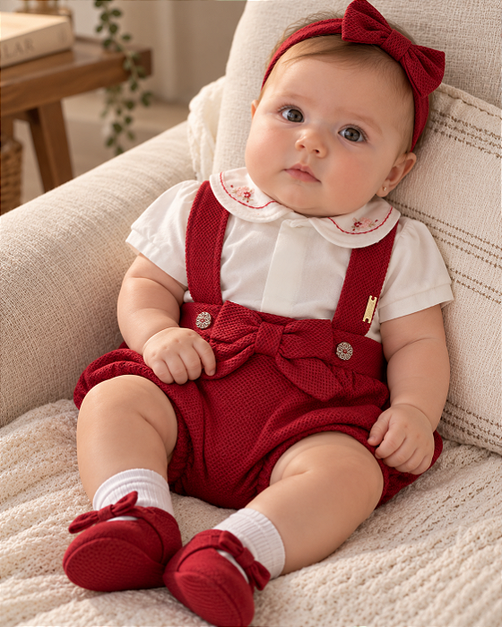 Conjunto Bebê Feminino Body e Shorts Vermelho Paraíso 20040