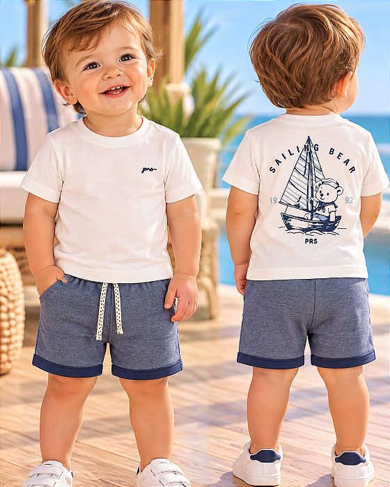 Conjunto Bebê Masculino Camiseta e Shorts Paraíso 19989
