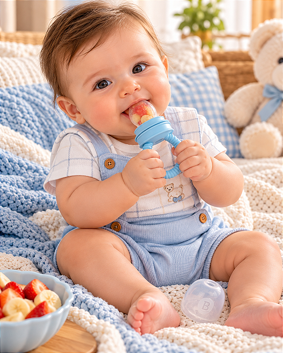 Porta-Frutinha Bebê Azul Silicone Pimpolho 301665