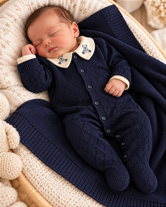 Saída de Maternidade Masculina Azul Marinho Melline M01