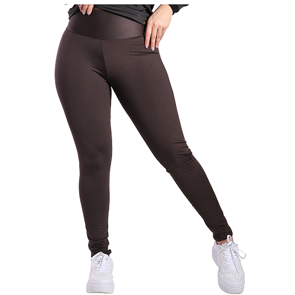 Calça Legging Básica sem costura lateral com cós alto duplo