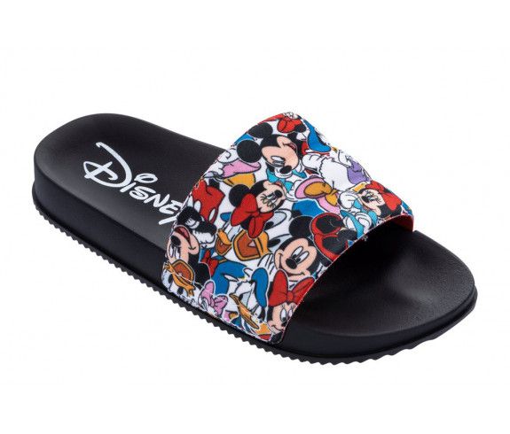 Chinelo Slide Disney Fantasy Friends Preto/Branco/Vermelho - Daud Calçados