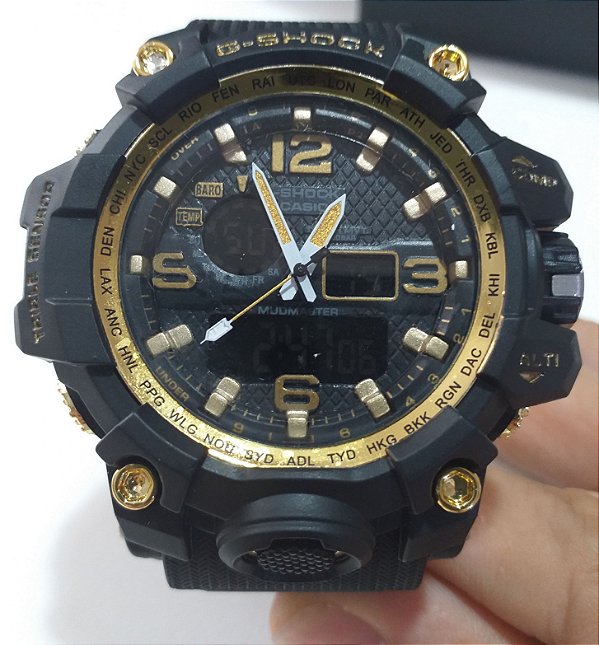 Relógio G-Shock GA_1000 Preto Dourado - Universo Masculino