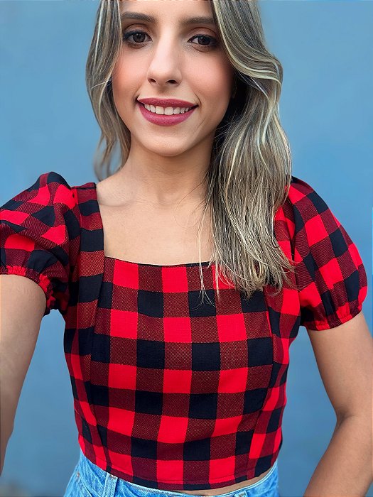 BLUSA CROPPED BRUNA XADREZ