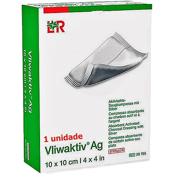 Curativo Vliwaktiv Ag Carvão Ativado/Prata 10x10cm - unidade