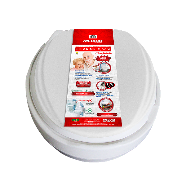 ASSENTO SANITÁRIO OVAL ELEVADO 13,5 ALMOFADADO