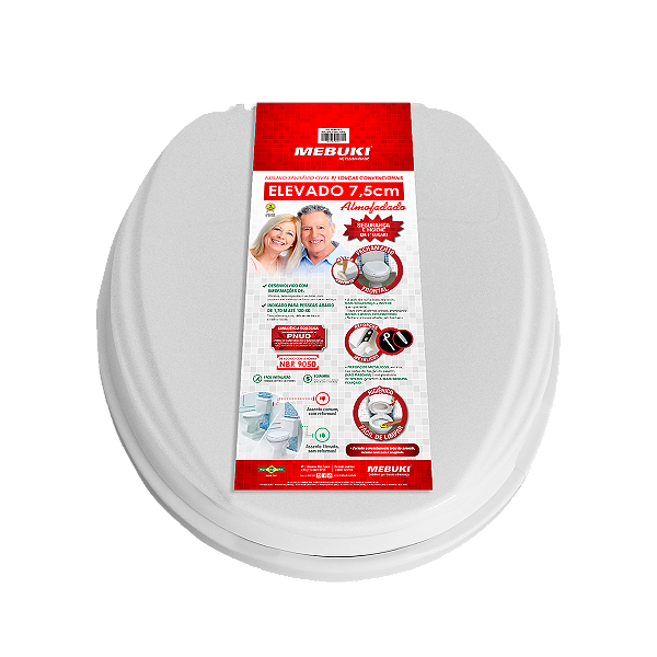 ASSENTO SANITÁRIO OVAL ELEVADO 7,5CM ALMOFADADO