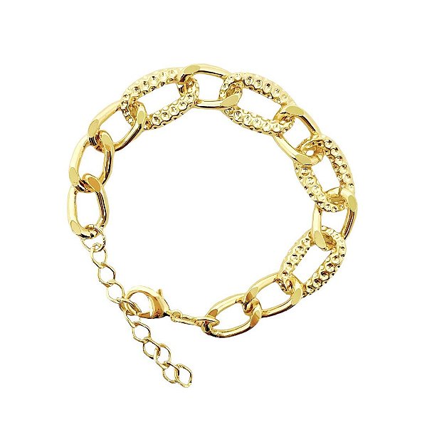Pulseira elos grandes em banho de ouro 18k