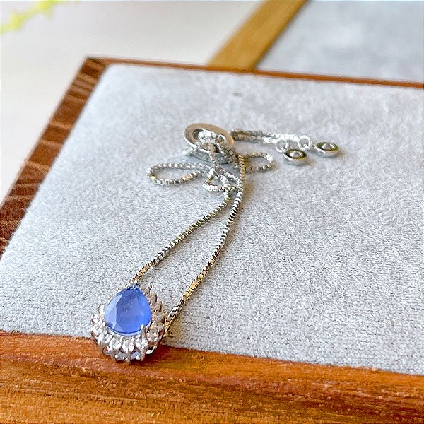 Pulseira gravata gota fusion tanzanita azul em prata 925