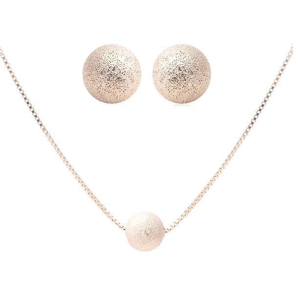 Conjunto esfera colar e brincos em banho de ouro 18k