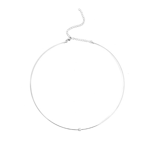Choker berloque zircônia branca em banho de prata nano silver