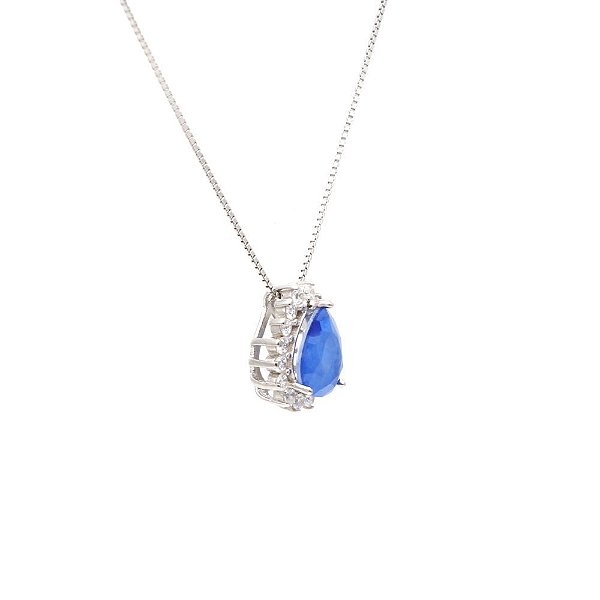 Colar em prata 925 com fusion tanzanita e gota cravejada