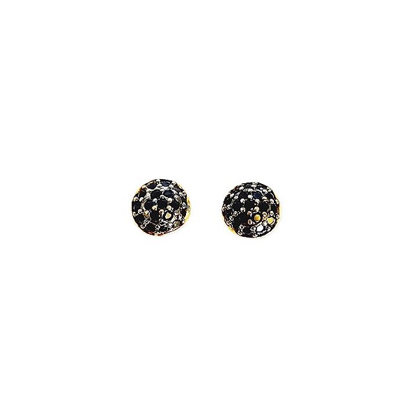Brinco pequeno em ouro 18k cravejado de zircônias negras